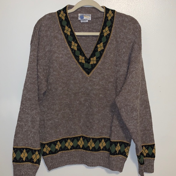 Vintage grandpa wool blend v-neck sweater - Picture 1 of 6